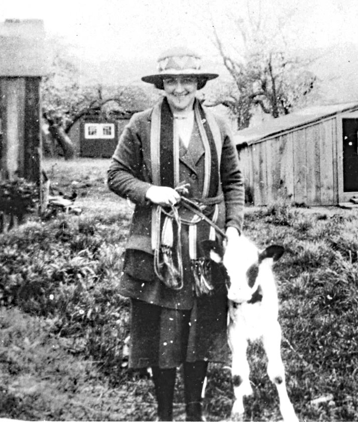 Genevieve Crook Rapp, at the farm, c. 1940